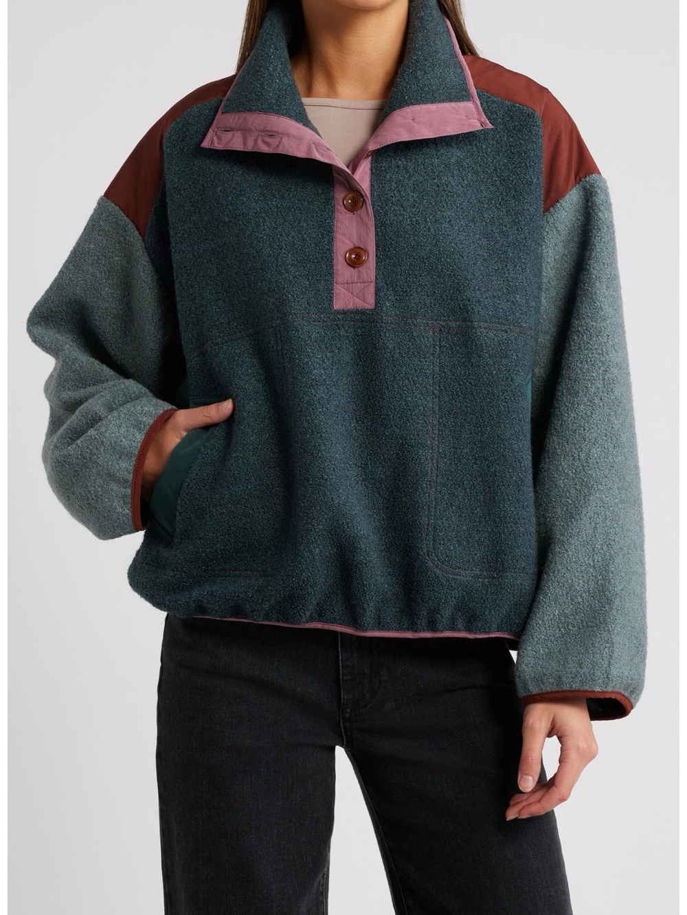SESSÙN Portomarin Fleece Colorblock Pullover
